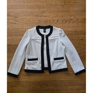 Ann Taylor Color Block Open Front Blazer Beige/Black Size Small